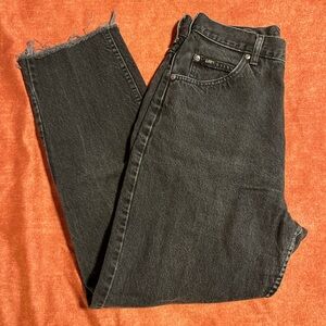 Vintage 80s/90s high waisted black Lee jeans with raw hems